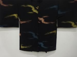 大正ロマン　漆　刷毛目模様織出し　一ツ紋羽織